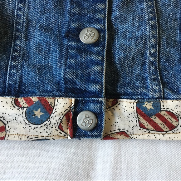 Jeans jacket size 4T 4 patriotic flag hearts coat - Picture 7 of 14